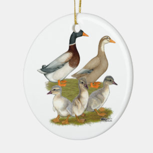 Saxony Duck Family Ceramic Tree Decoration
