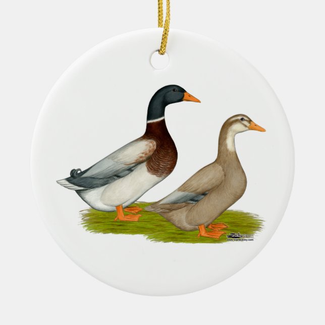 Saxony Ducks Ceramic Tree Decoration (Front)