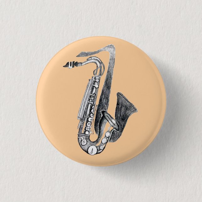 saxophone 3 cm round badge (Front)
