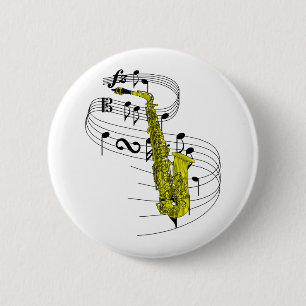 Saxophone 6 Cm Round Badge