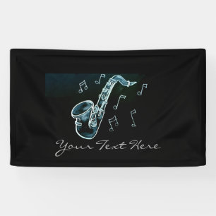 Saxophone And Music Notes Banner