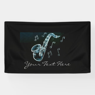 Saxophone And Music Notes Banner