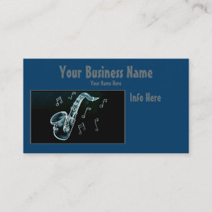 Saxophone And Music Notes Business Card