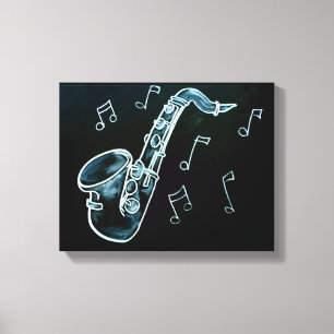 Saxophone And Music Notes Canvas Print