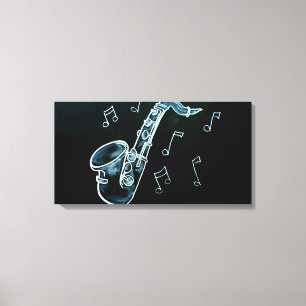 Saxophone And Music Notes Canvas Print
