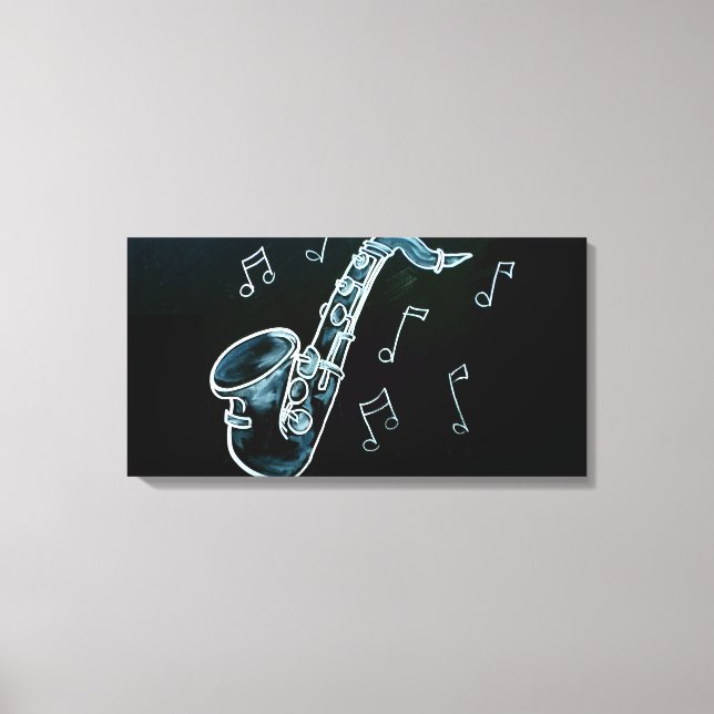 Saxophone And Music Notes Canvas Print (Front)