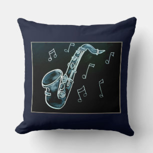 Saxophone And Music Notes Cushion