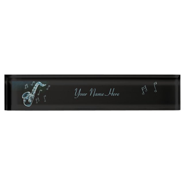 Saxophone And Music Notes Nameplate (Front)