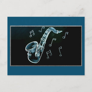 Saxophone And Music Notes Postcard