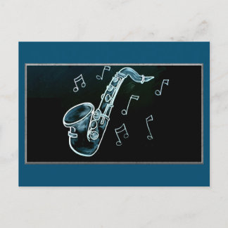 Saxophone And Music Notes Postcard
