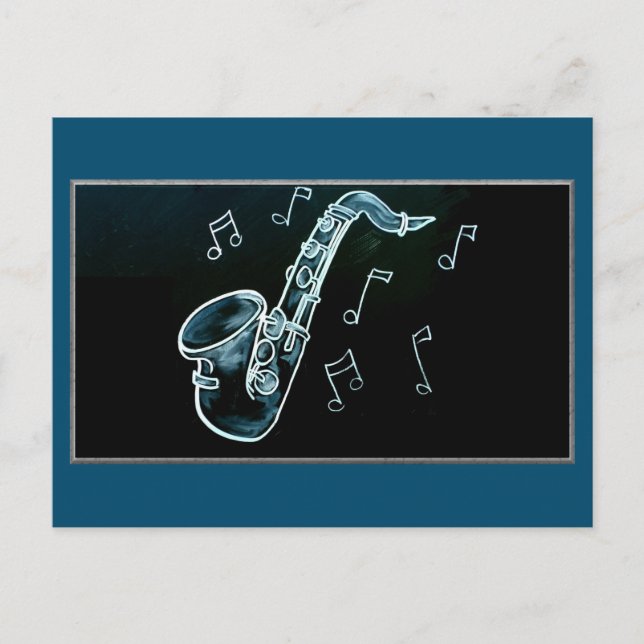 Saxophone And Music Notes Postcard (Front)