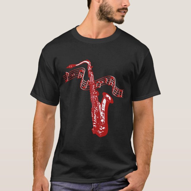 Saxophone and Notes T-Shirt (Front)