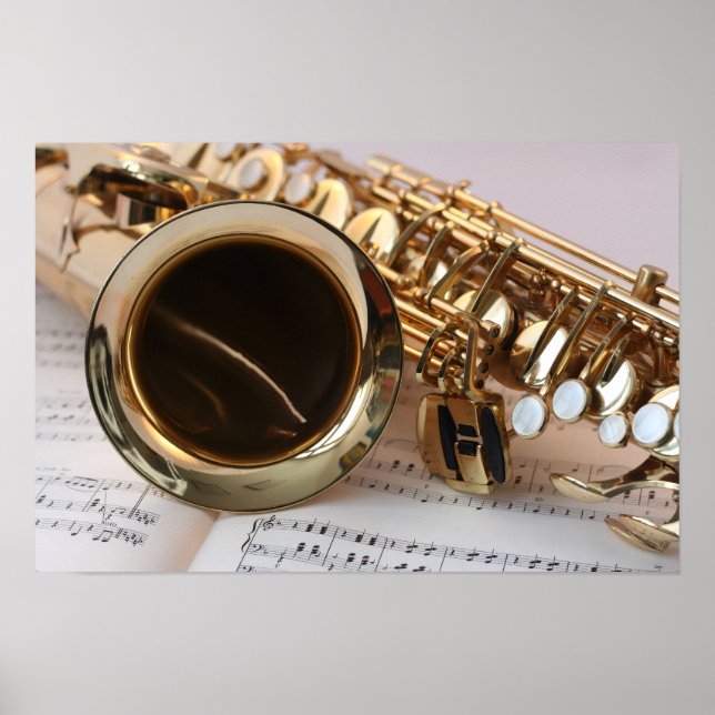 Saxophone and Sheet Music Poster (Front)