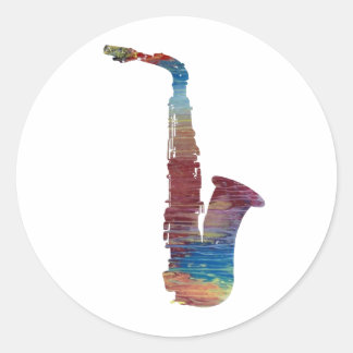 Saxophone Art Classic Round Sticker