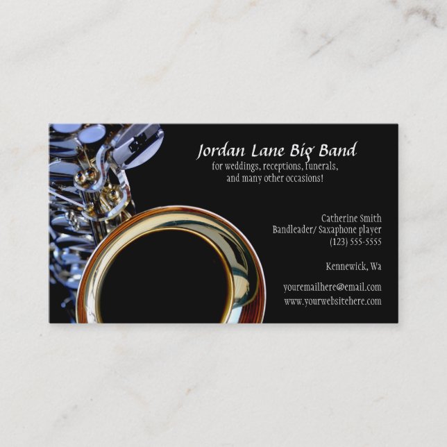 Saxophone Big Band Profile Business Card (Front)