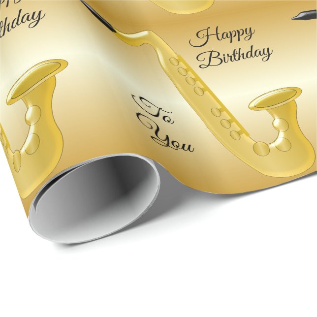 Saxophone Birthday Wrapping Paper (Roll Corner)