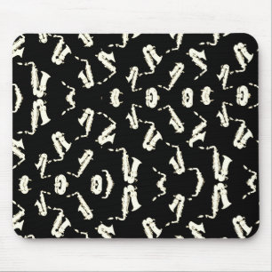 Saxophone Black And White Pattern Mouse Pad