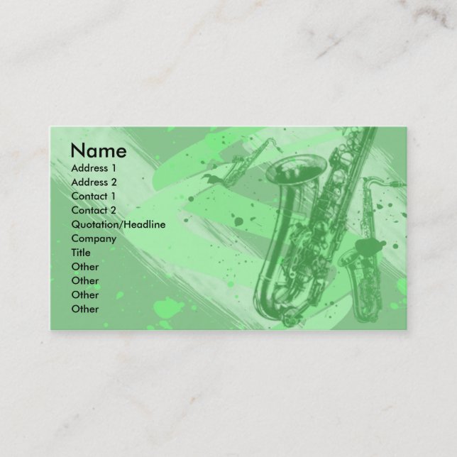 SAXOPHONE BUSINESS CARDS (Front)