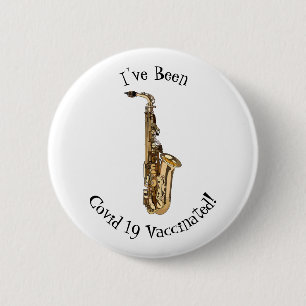Saxophone cartoon illustration 6 cm round badge