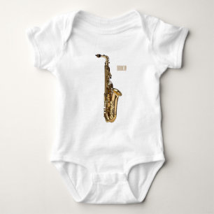 Saxophone cartoon illustration baby bodysuit
