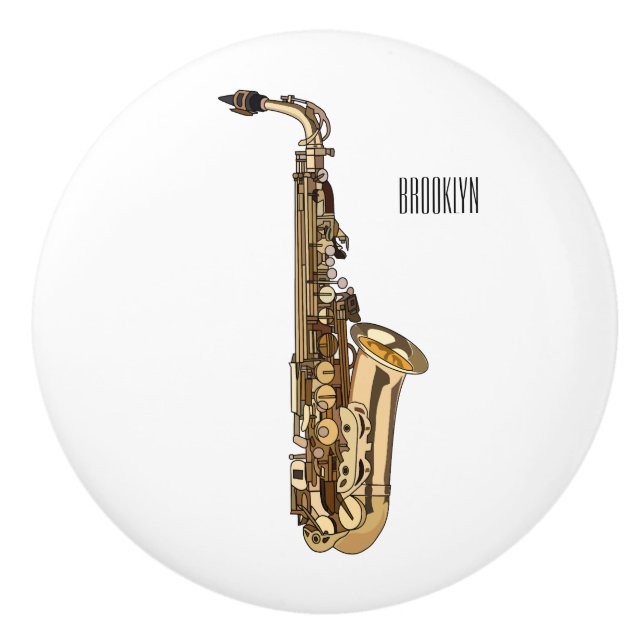 Saxophone cartoon illustration ceramic knob (Front)
