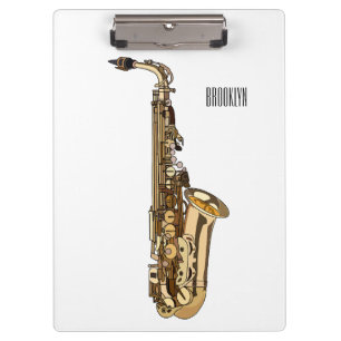 Saxophone cartoon illustration clipboard