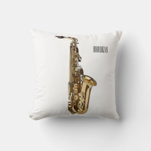 Saxophone cartoon illustration cushion