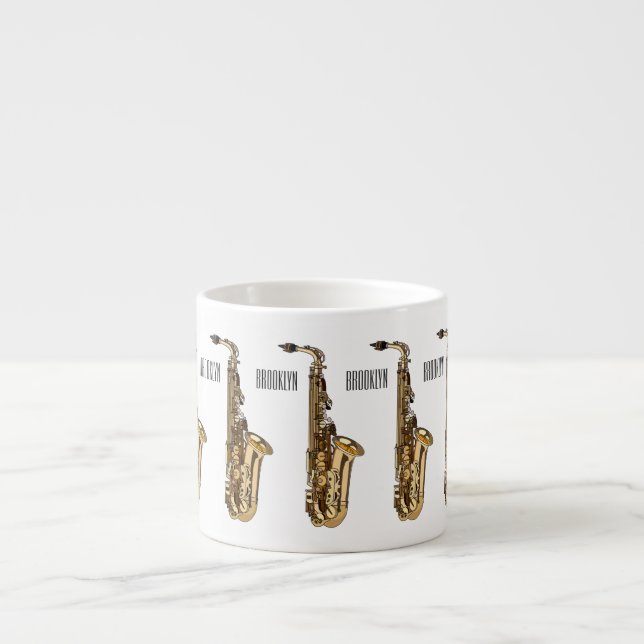 Saxophone cartoon illustration espresso cup (Front)