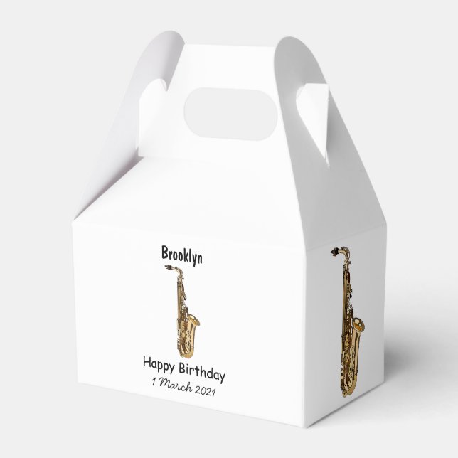 Saxophone cartoon illustration favour box (Front Side)