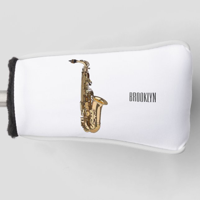 Saxophone cartoon illustration golf head cover (Front)