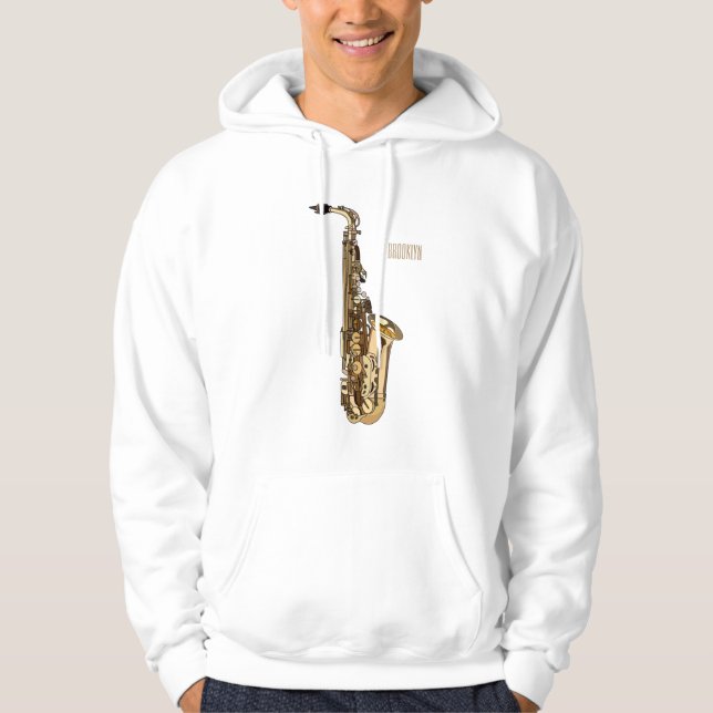 Saxophone cartoon illustration hoodie (Front)
