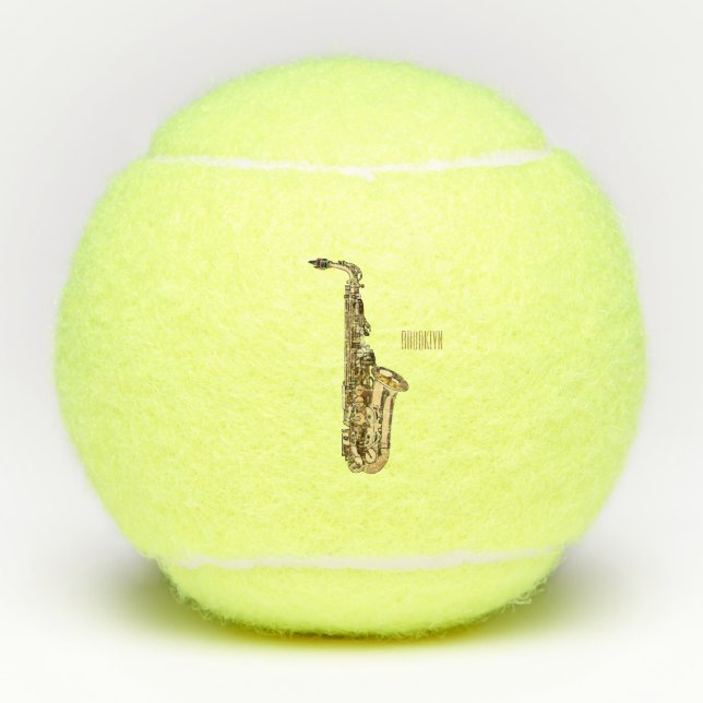 Saxophone cartoon illustration tennis balls (Front)