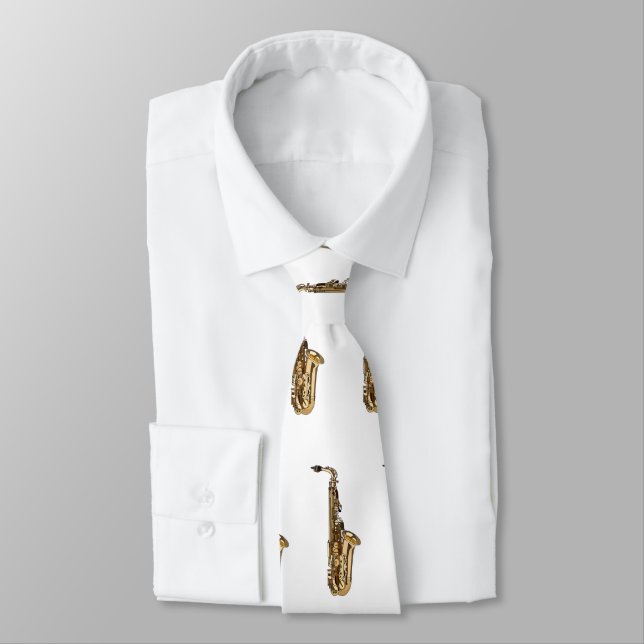 Saxophone cartoon illustration tie (Tied)