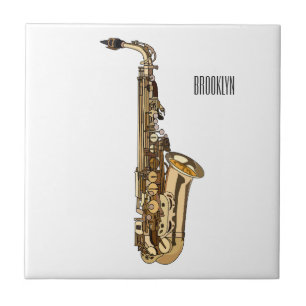 Saxophone cartoon illustration tile