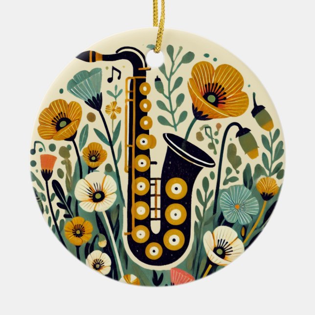 Saxophone                                          ceramic tree decoration (Front)