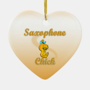 Saxophone Chick Ceramic Tree Decoration