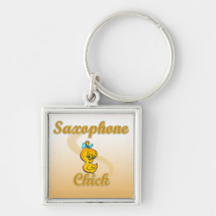 Saxophone Chick Key Ring