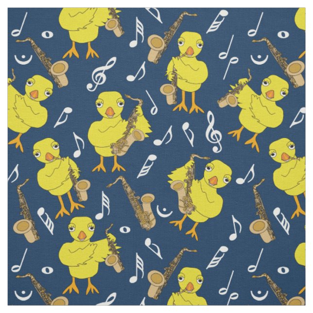 Saxophone Chick Music Notes Fabric (Swatch)