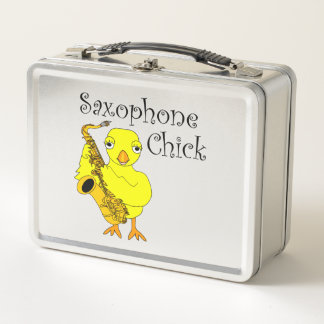 Saxophone Chick Text Mug Metal Lunch Box