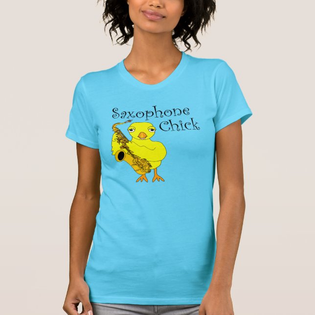 Saxophone Chick Text T-Shirt (Front)