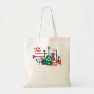 Saxophone Clarinet Vintage Acoustic Music Mandolin Tote Bag
