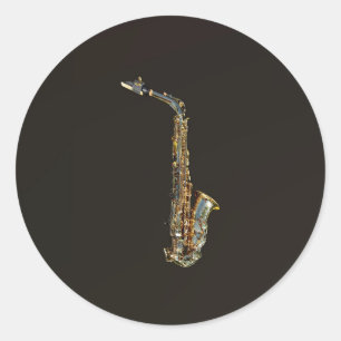 Saxophone Classic Round Sticker