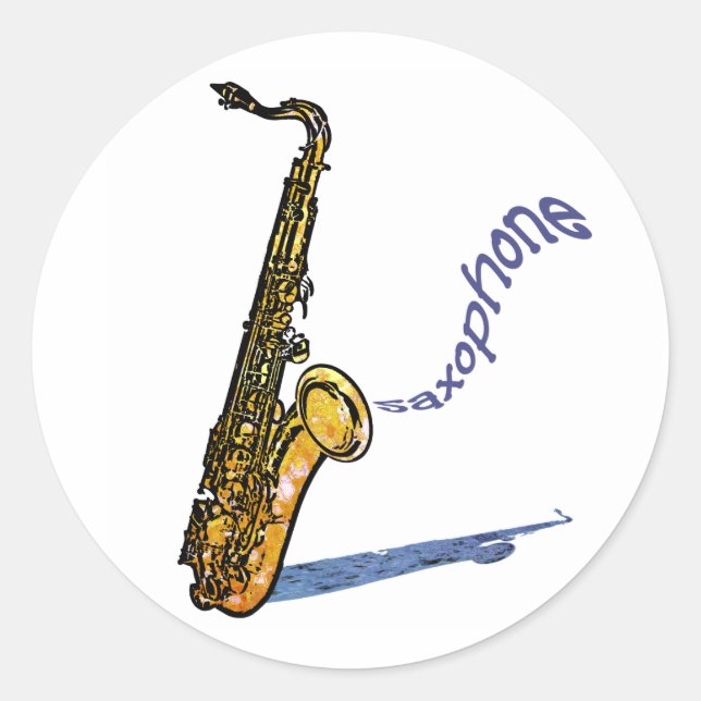 Saxophone Classic Round Sticker (Front)