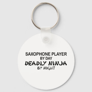 Saxophone Deadly Ninja by Night Key Ring