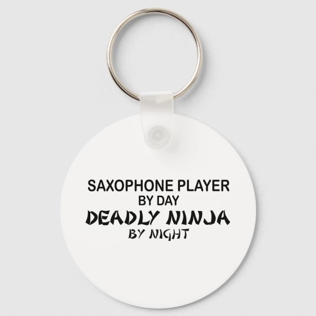 Saxophone Deadly Ninja by Night Key Ring (Front)