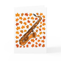 Saxophone Fall Autumn Saxophonist Musician Card