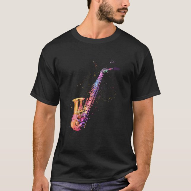Saxophone For Blues Music Jazz Alto Musicians T-Shirt (Front)