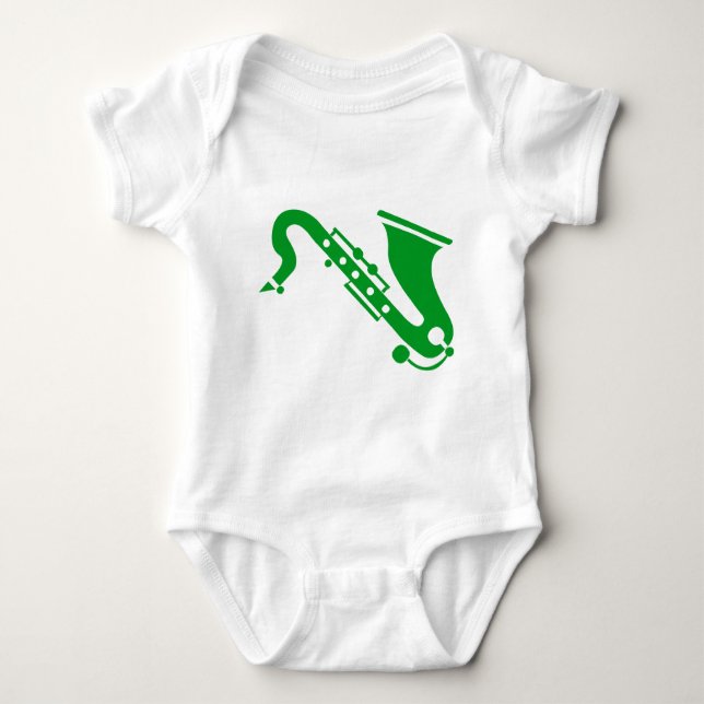 Saxophone - Grass Green Baby Bodysuit (Front)