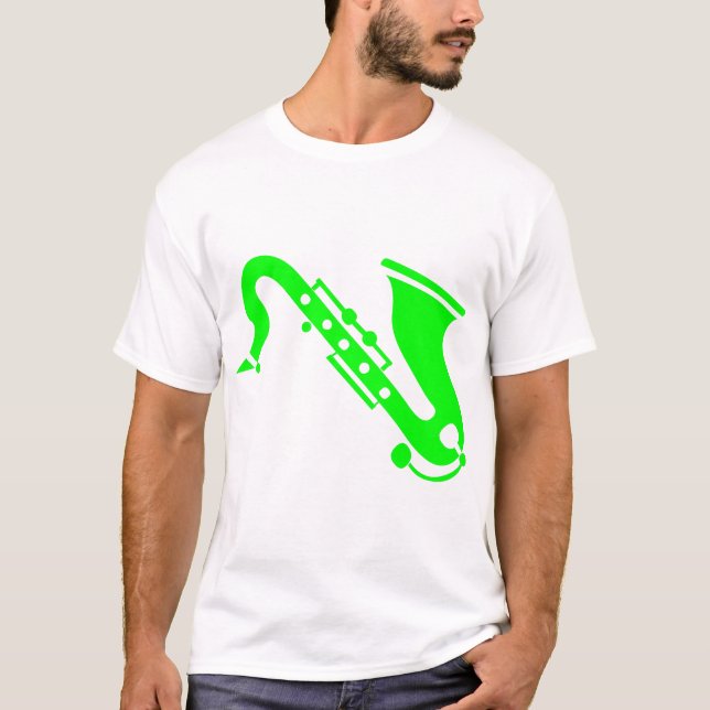 Saxophone - Green T-Shirt (Front)
