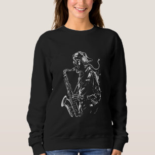 Saxophone Guy Drawing Classical Music Sweatshirt